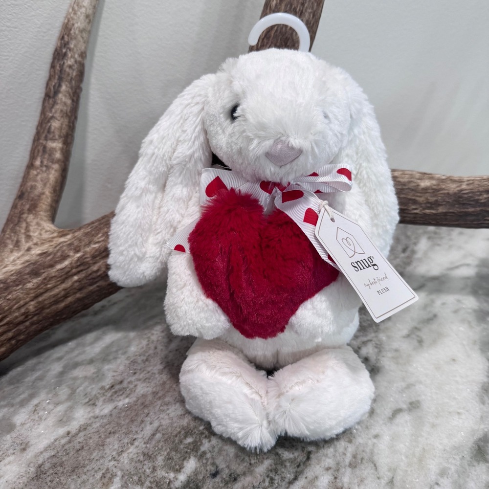 Snug My Best Friend White Bunny Rabbit Plush Red Heart Valentine  NWT